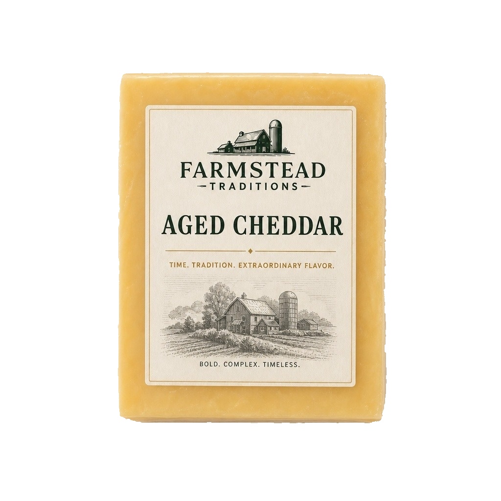Farmstead Reserve Aged Cheddar, 11 aging tiers from 3 months to 20 years